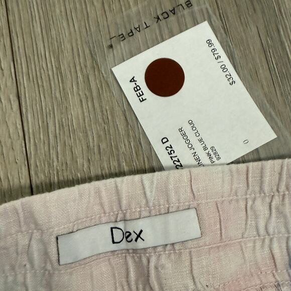 Dex Black Tape Linen Jogger Pants Pink Blue Cloud - Size Medium - $80 - Picture 7 of 8